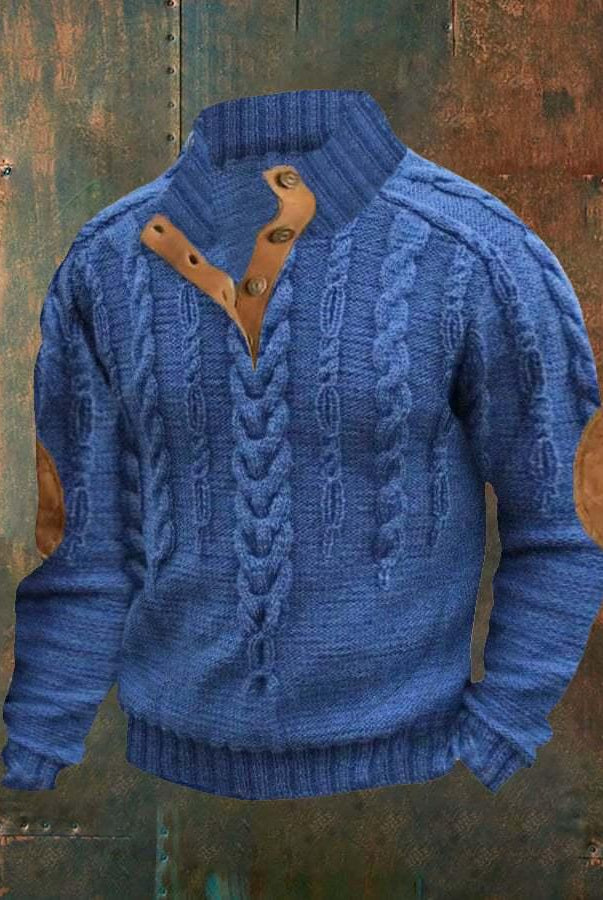 Men's Four-button Long-sleeved Sweater