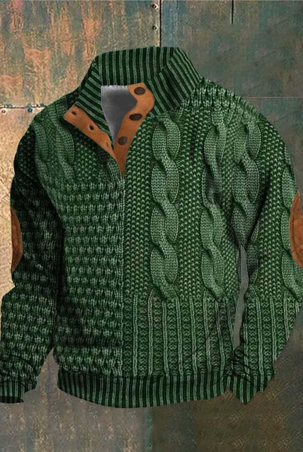 Men's Four-button Long-sleeved Sweater