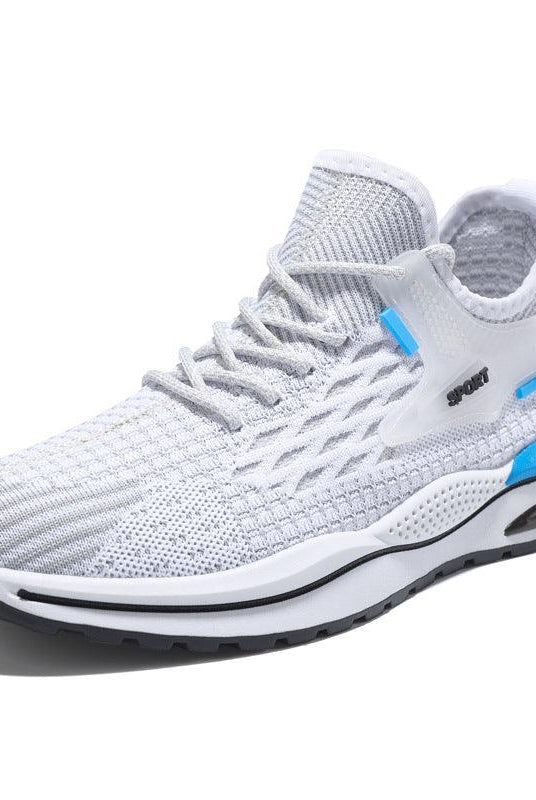 Men's Mesh Sneakers Fashion Striped Plaid Design Lace-up Shoes Casual Lightweight Breathable Sports Shoes