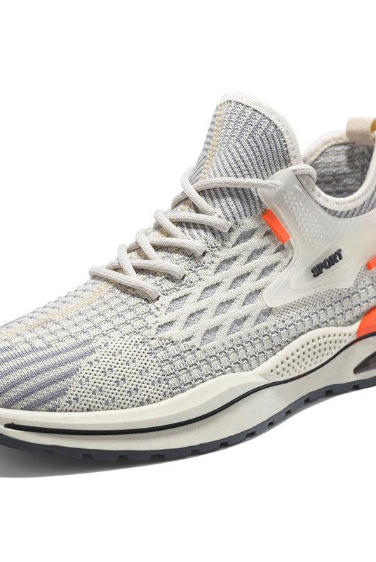 Men's Mesh Sneakers Fashion Striped Plaid Design Lace-up Shoes Casual Lightweight Breathable Sports Shoes