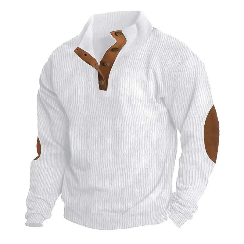 Men's Pullover Stand-collar: Casual style with long sleeves, solid color, striped design, and loose fit for comfortable wear.