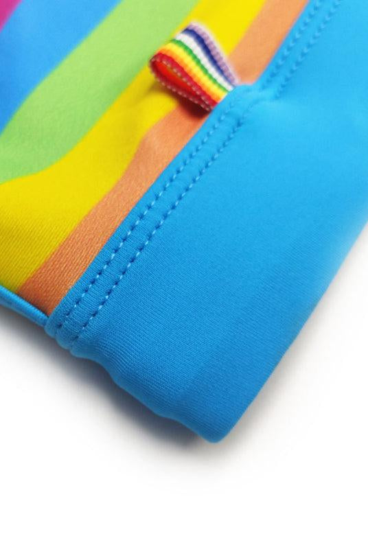 Men's Rainbow Fashion Tethered Slit Boxer Swim Shorts