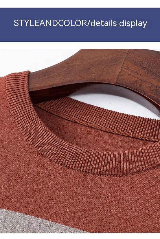 Men's Round Neck Striped Knitted Bottoming Shirt