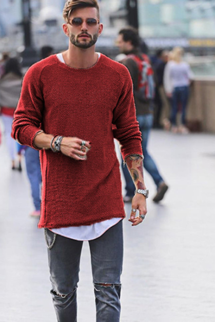 Men's Sweaters, Round Neck Long Sleeves, Bottoming Shirts, Sweaters