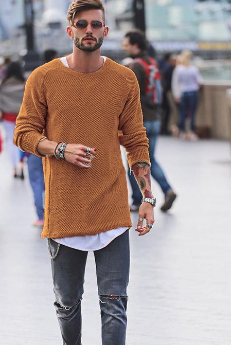 Men's Sweaters, Round Neck Long Sleeves, Bottoming Shirts, Sweaters
