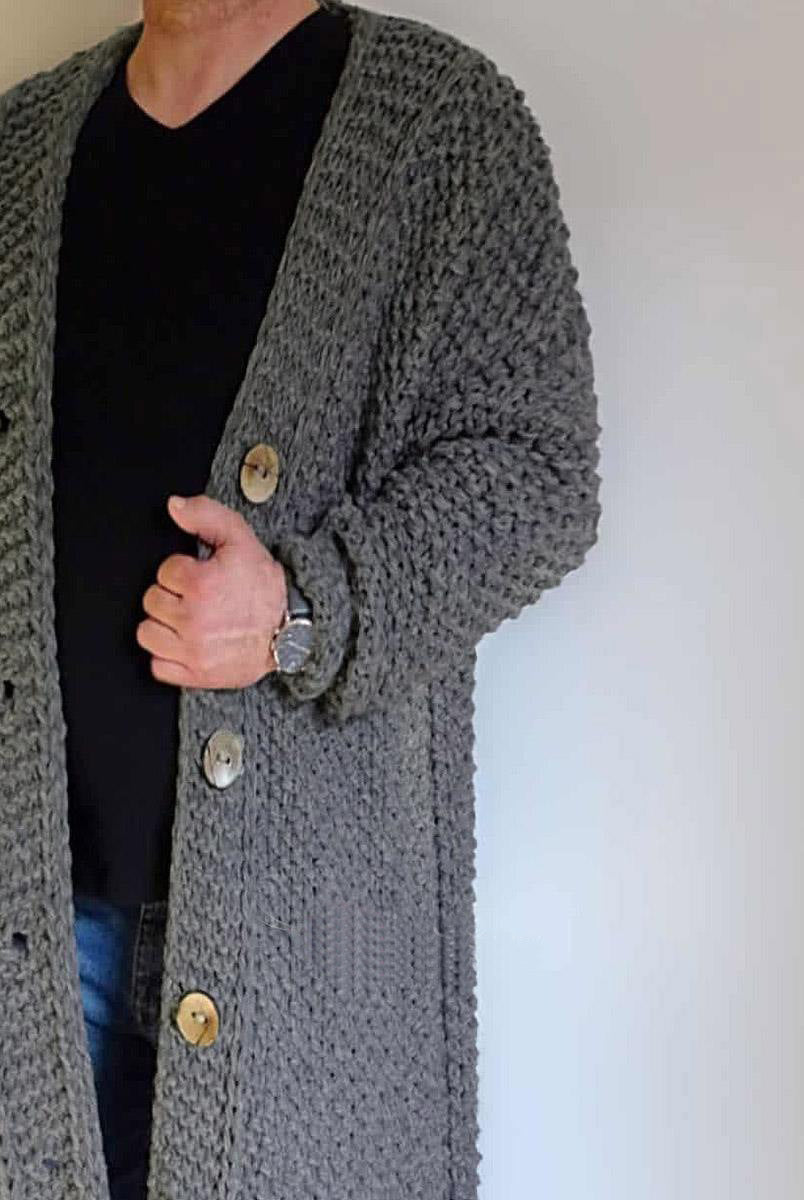 Men's thick loose loose knit sweater coat