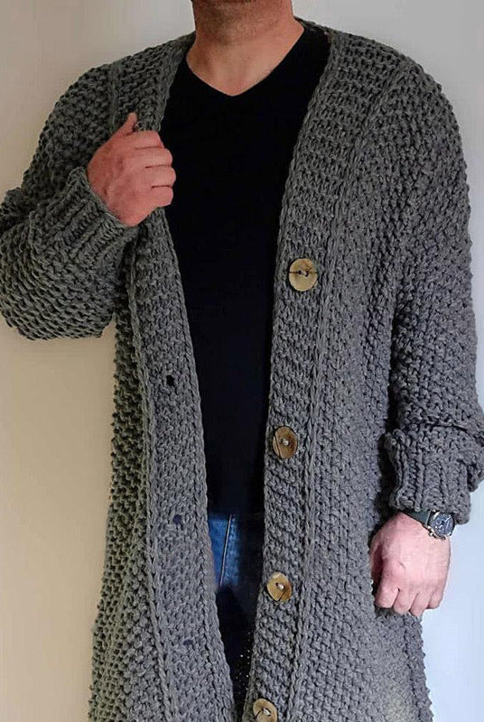 Men's thick loose loose knit sweater coat