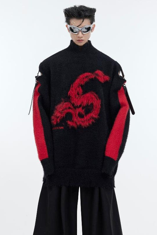 New Year Sweater Hollow Belt Buckle Sweater