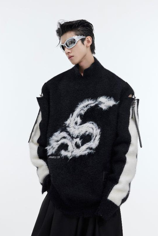 New Year Sweater Hollow Belt Buckle Sweater