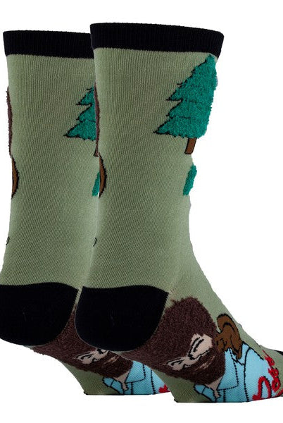 Painting Bob Ross - Men's Cotton Crew Funny Socks