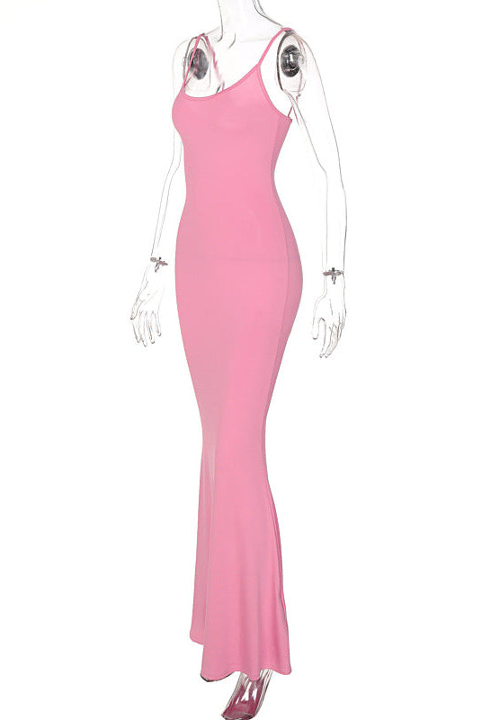 Spaghetti Strap Long Dress Women Sexy Slim Skinny Bodycon Party Club Suspender Casual Street Dresses