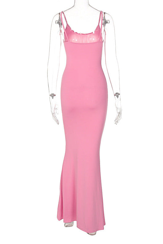 Spaghetti Strap Long Dress Women Sexy Slim Skinny Bodycon Party Club Suspender Casual Street Dresses