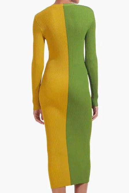 Split Contrast Bodycon Dress