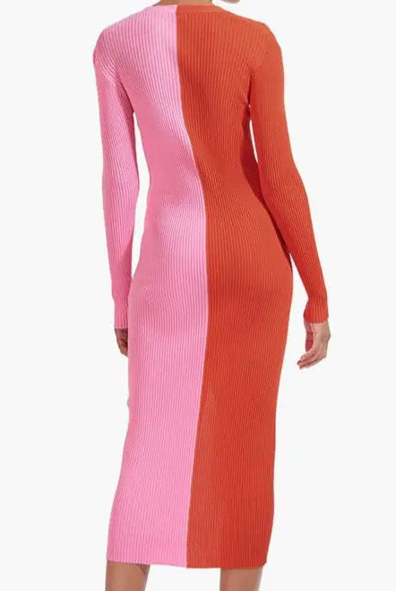 Split Contrast Bodycon Dress