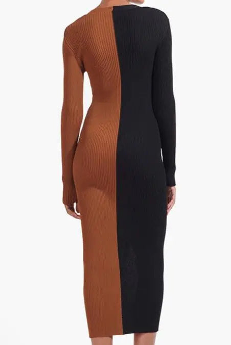 Split Contrast Bodycon Dress