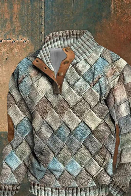 Spring And Autumn Zipper Digital Printing Men's Sweater