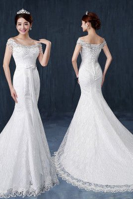 Studio Wedding Dress with One-Shoulder Fishtail Design, Tailored to Flatter and Slim