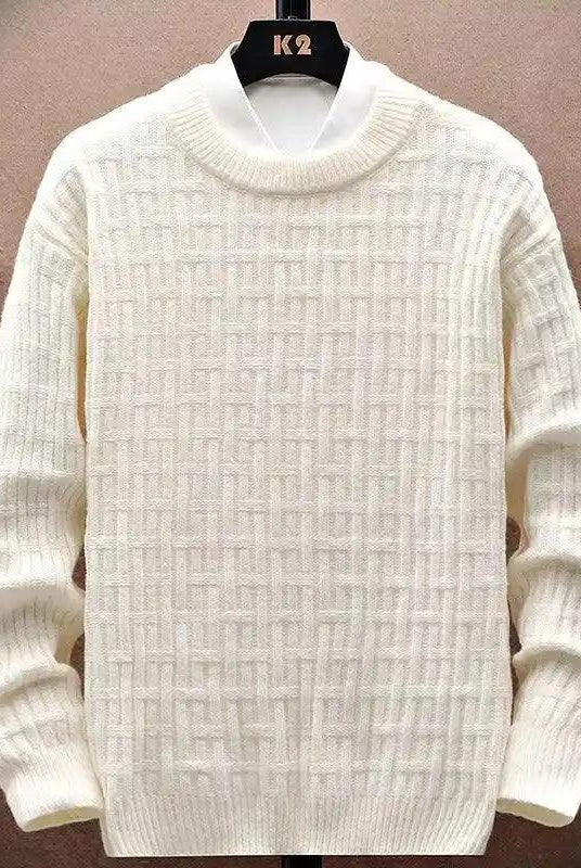 Sweater: Men's Loose Winter Crew Neck Sweater, New Outerwear Knitwear