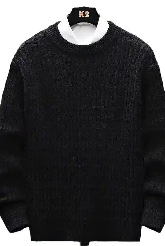 Sweater: Men's Loose Winter Crew Neck Sweater, New Outerwear Knitwear