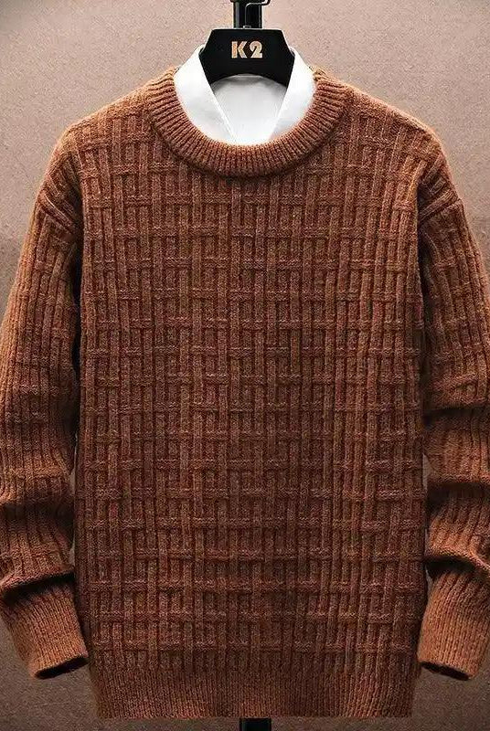 Sweater: Men's Loose Winter Crew Neck Sweater, New Outerwear Knitwear