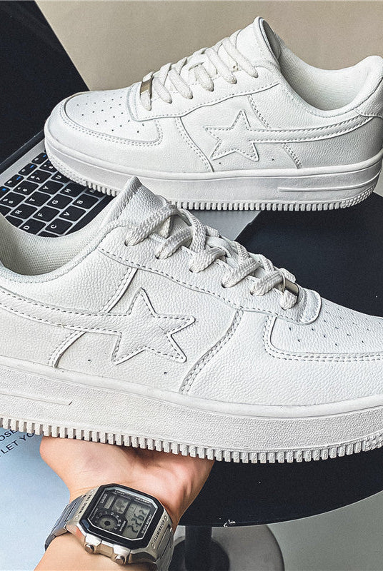 Thick Soled White Casual Sneakers For Men