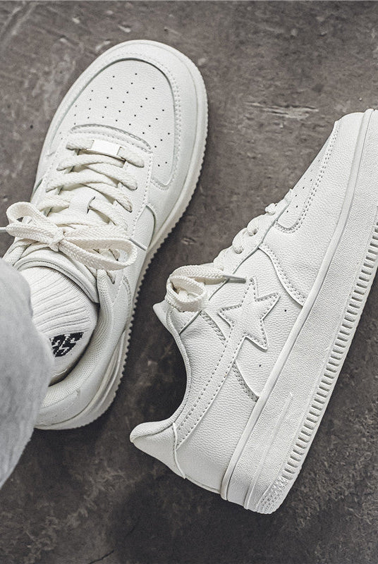 Thick Soled White Casual Sneakers For Men