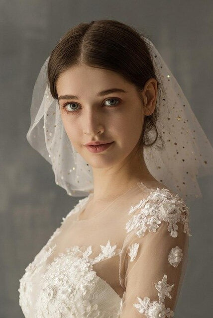 White Yarn Bridal Multi-layer Short Veil