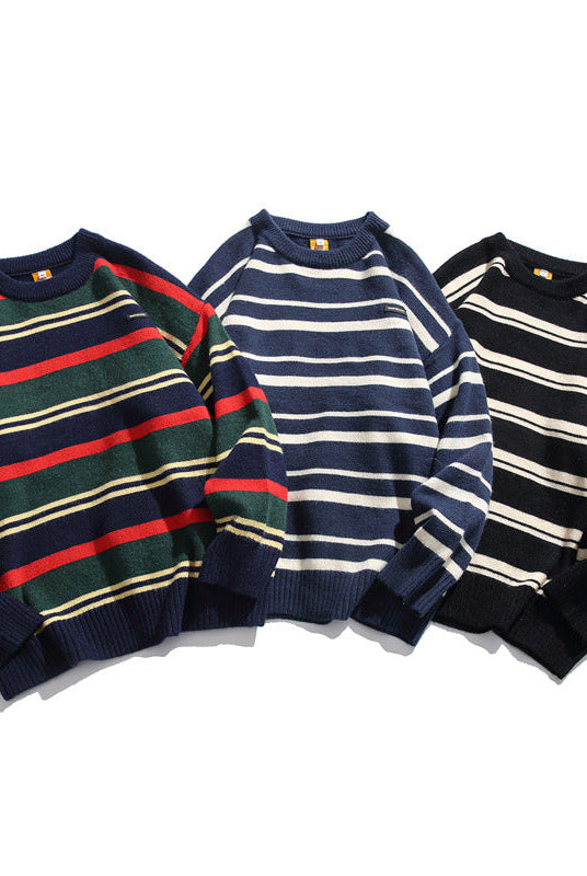 Winter Couples Wear Trendy Striped Sweaters For Men And Women