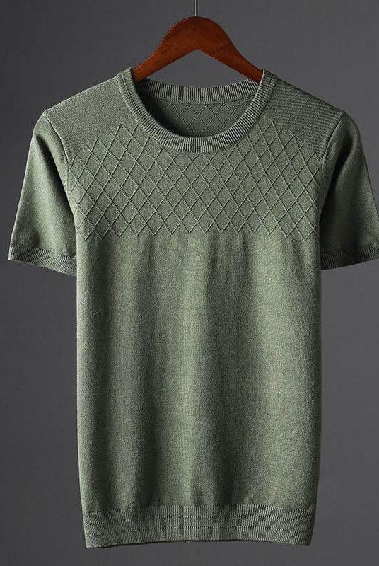 Winter Thick Style Round Neck Pullover Men's Elbow-sleeved Top Sweater
