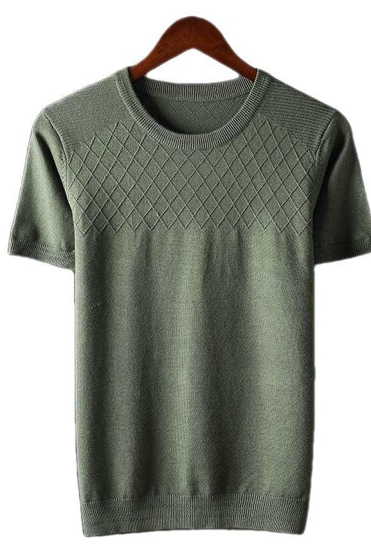 Winter Thick Style Round Neck Pullover Men's Elbow-sleeved Top Sweater