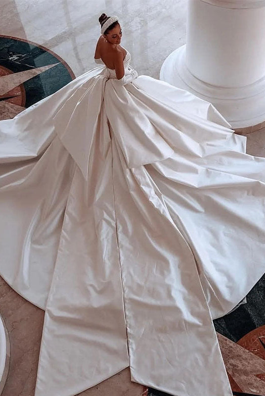 Women's Satin Bridal Strapless Dress