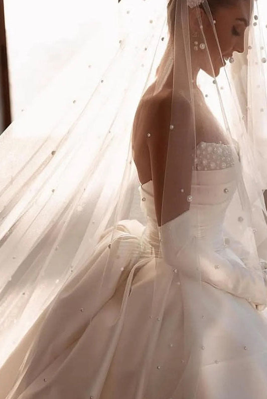 Women's Satin Bridal Strapless Dress