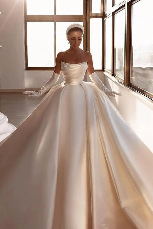 Women's Satin Bridal Strapless Dress