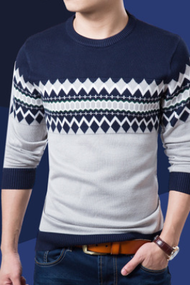 autumn and winter color matching sets of sweaters slim round neck long sleeve bottoming shirt color matching sweater sweater men