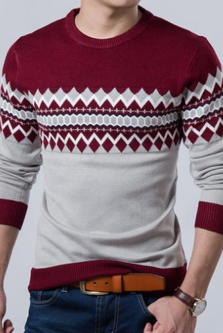 autumn and winter color matching sets of sweaters slim round neck long sleeve bottoming shirt color matching sweater sweater men