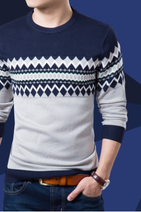 autumn and winter color matching sets of sweaters slim round neck long sleeve bottoming shirt color matching sweater sweater men