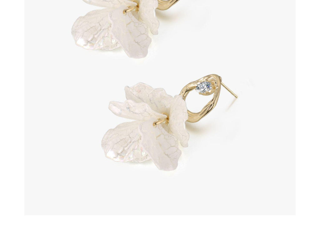 Elevate your style with our Women's Foreign Style White Petal Earrings, perfectly suited for silver pins. - Bloomjay