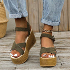 Wedge Sandals For Women Summer Casual Non-slip Cross-strap Platform Shoes With Hemp Heels Shoes - Bloomjay