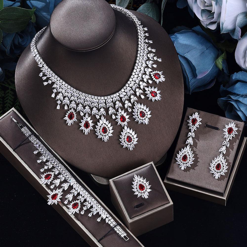 Embrace timeless elegance with our Women's Fashion Vintage Wedding Necklace and Earrings Jewelry Set. - Bloomjay
