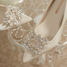 Wedding Dress Two-way Wear Pointed-toe Stiletto Bride Shallow Mouth Pumps Women High Heels - Bloomjay