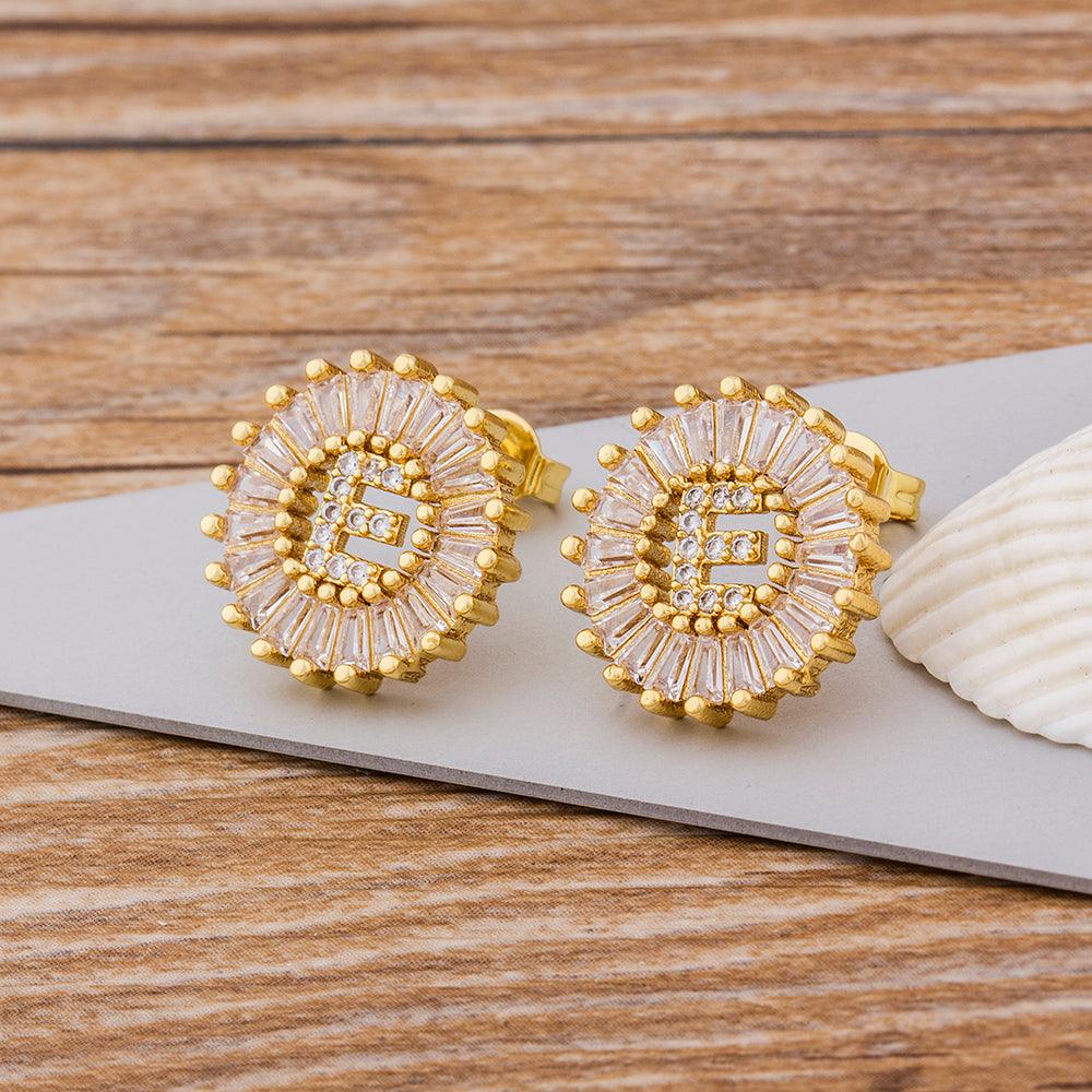 Elevate your style with our Fashion Letter Earrings – chic gold studs for women's trendy and elegant jewelry. - Bloomjay