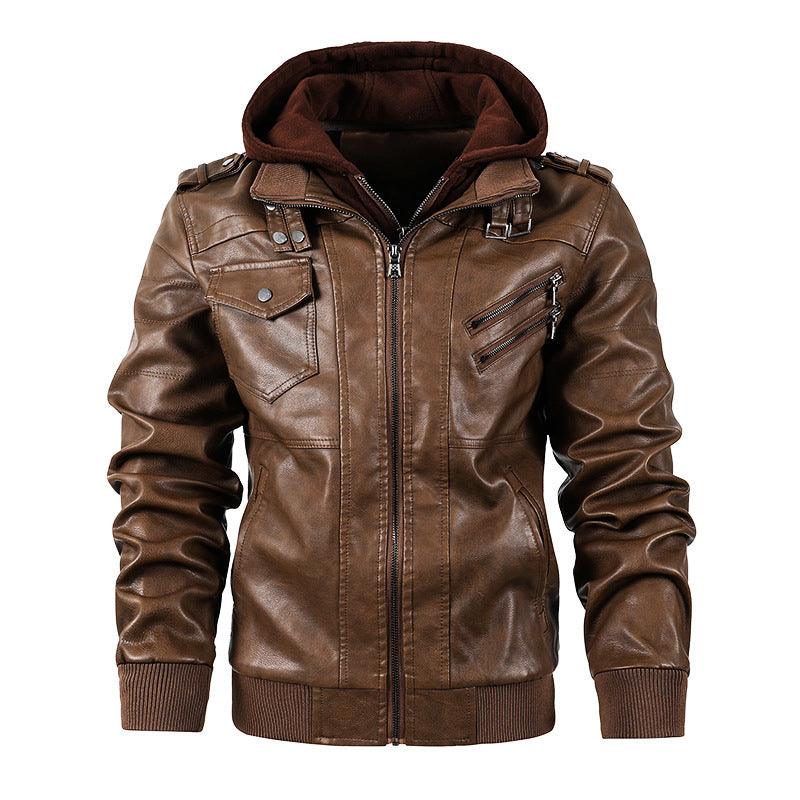 Motorcycle leather men's jackets stand collar men - Bloomjay