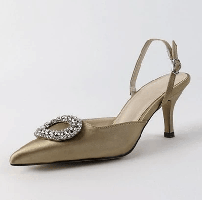 Elegant Rhinestone High Heels Women Pumps Silk Pointed Toe Red Bridal Wedding Shoes Buckle Strap Crystal Party Sandals - Bloomjay