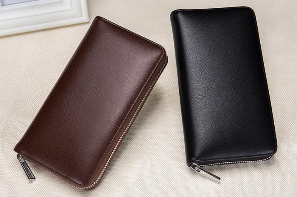 Rfid Many Departments Men Wallet Cow Genuine Leather 36 Slots Card Holder Cell Phone Pocket Male Wallets Clutch Man Long Purse - Bloomjay