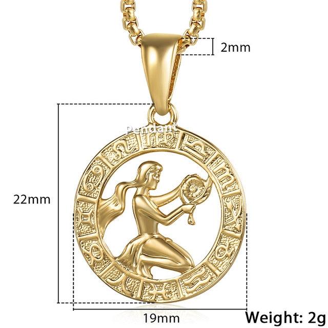 Men Woman 12 Zodiac Sign Gold Pendant Necklace Jewelry New - Bloomjay
