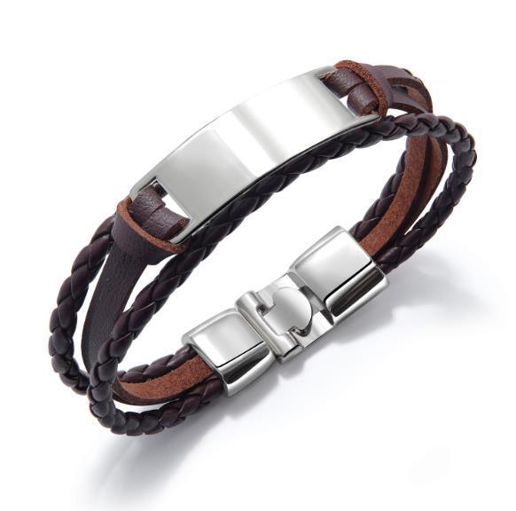 Add flair with our black multilayer leather bracelet for men, a stylish bangle jewelry piece. - Bloomjay