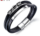 Add flair with our black multilayer leather bracelet for men, a stylish bangle jewelry piece. - Bloomjay