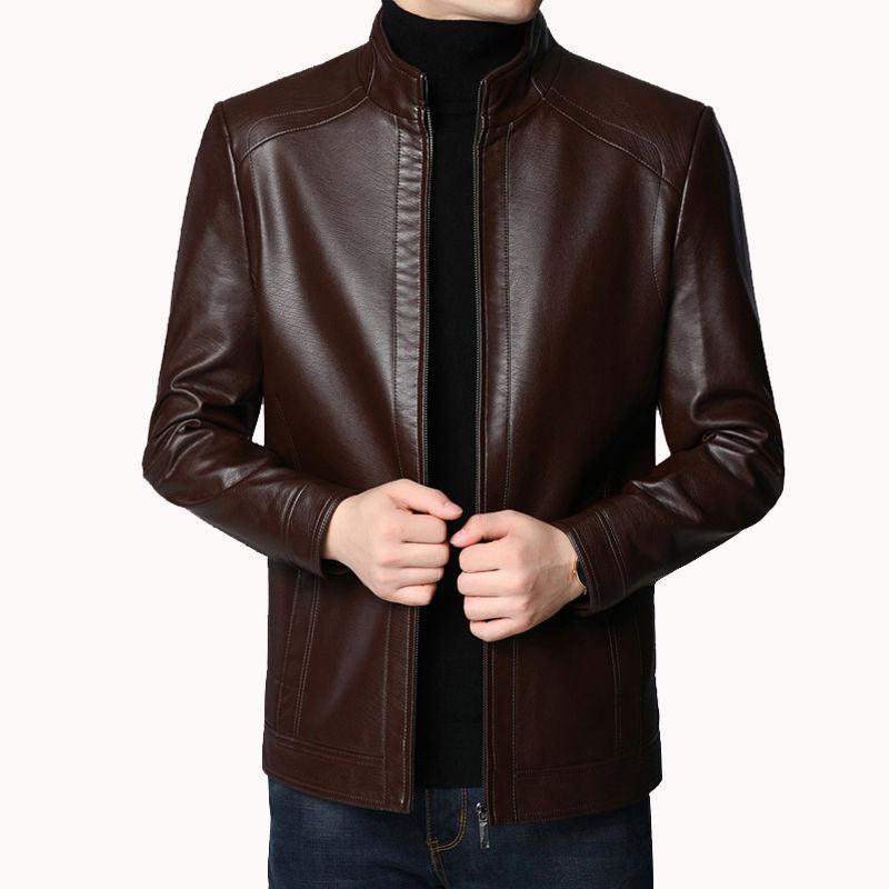 Middle-Aged And Elderly Men's Leather Jackets - Bloomjay