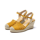 Platform Straw Woven Wedge Cream White Toe Cap Sandals Flat High Heels - Bloomjay