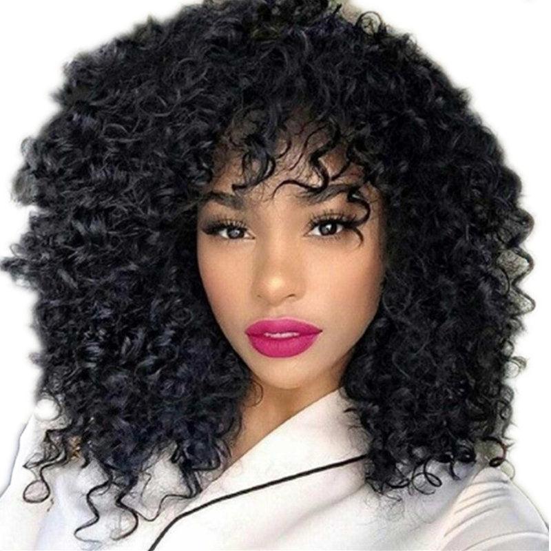 Manufacturers Supply European And American Wigs, African Short Curly Hair Female Wigs, Fluffy Small Curly Bangs, Long Curly Hair Wigs, Wigs - Bloomjay